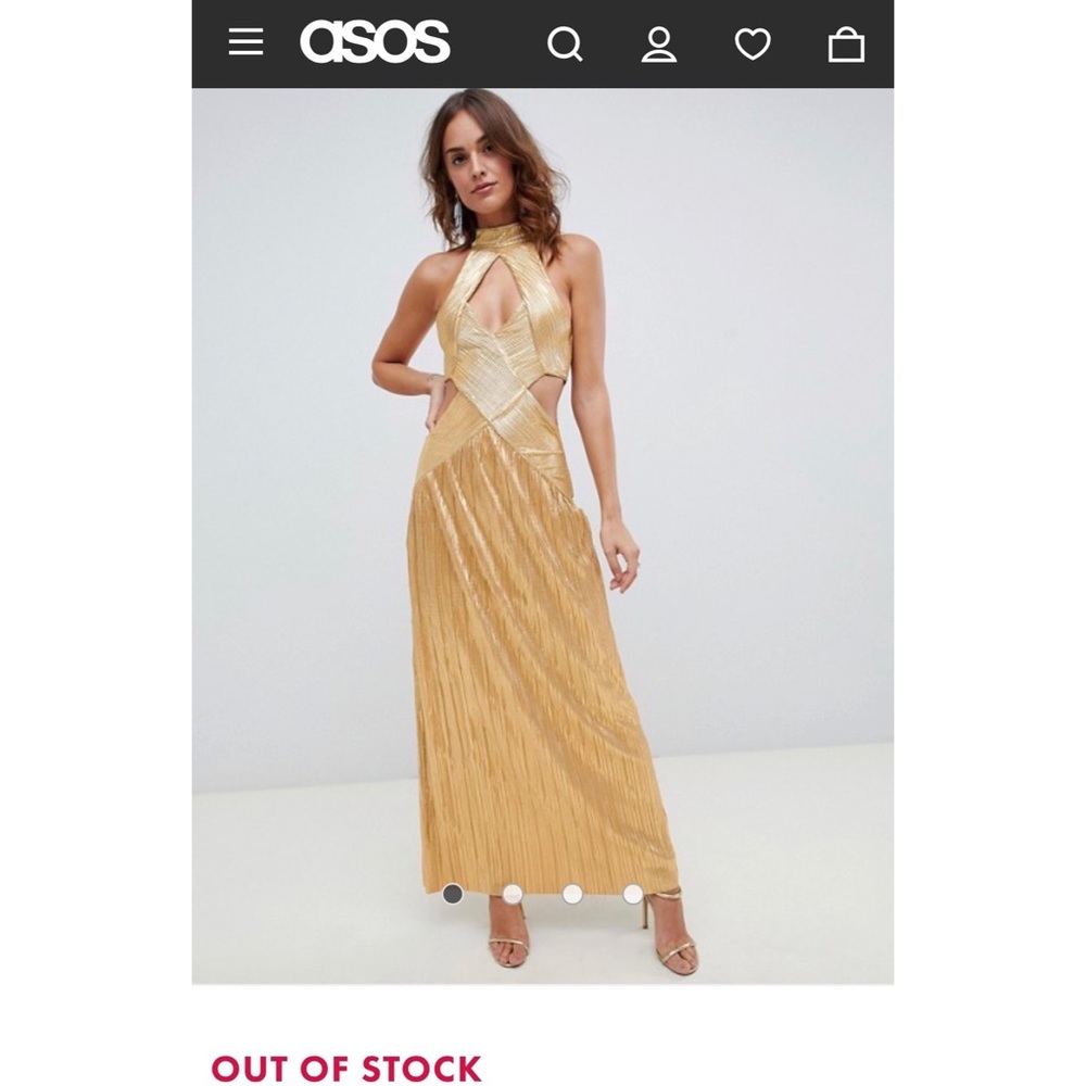 Gold ASOS dress with sexy cutouts